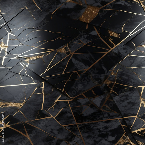 Gold-infused Ebony Marble: Seamless Texture for Luxurious Designs © RandomThemes