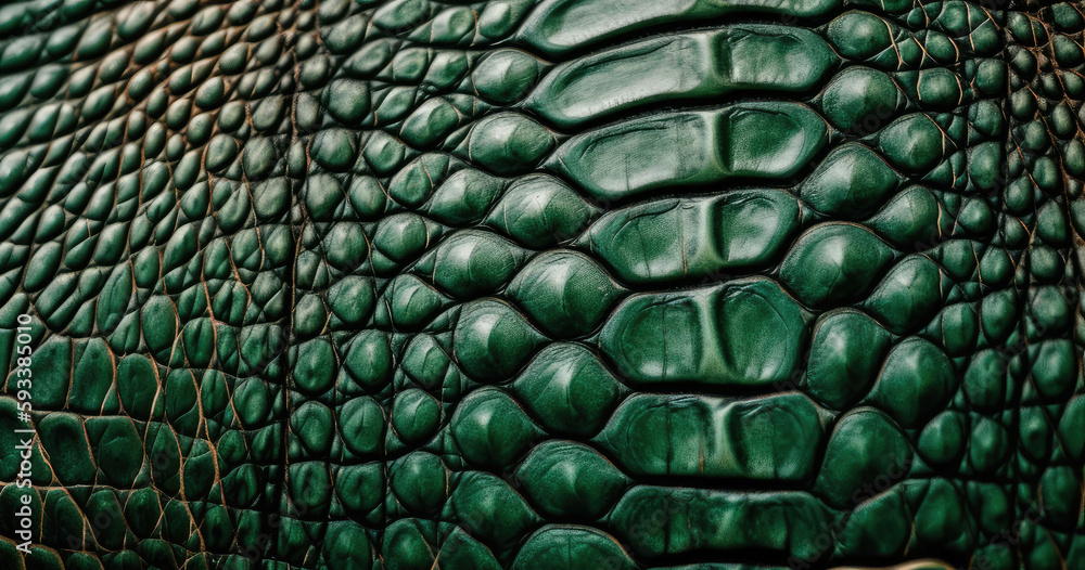 Obraz premium Green alligator skin background by generative AI