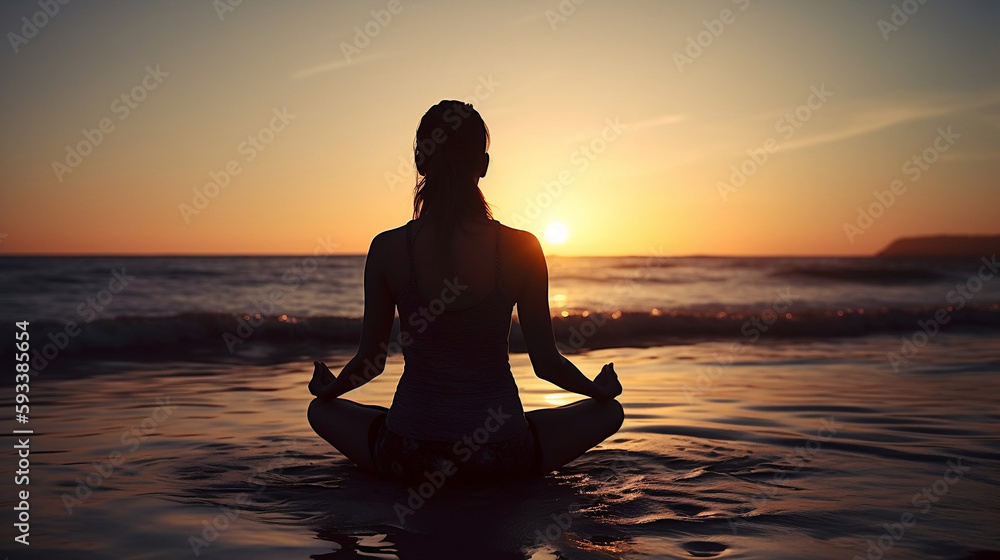 A peaceful and balanced lifestyle captured in an image of someone practicing yoga or meditation. Generative ai. A peaceful and balanced lifestyle captured in an image of someone practicing yoga or meditation. Generative ai.