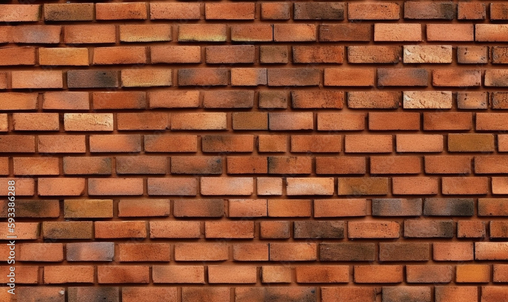 Red orange brick wall texture. Texture of old brown and red brick wall. Top view brick pattern on the wall. Generative AI. Red orange brick wall texture. Texture of old brown and red brick wall. Top view brick pattern on the wall. Generative AI.