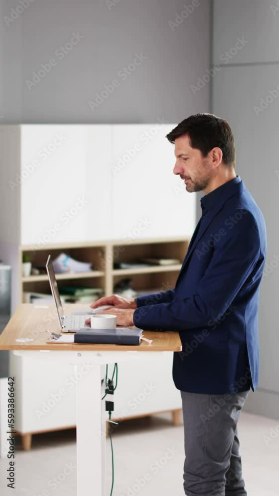Adjustable Height Desk Stand In Office Adjustable Height Desk Stand In Office