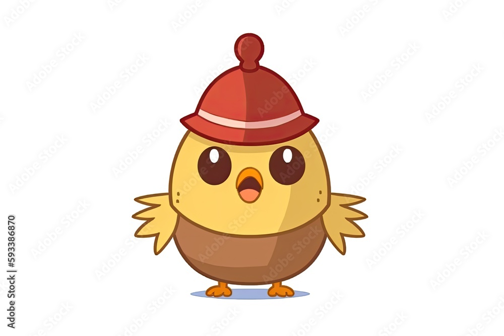 funny chicken with a bright red hat. Generative AI