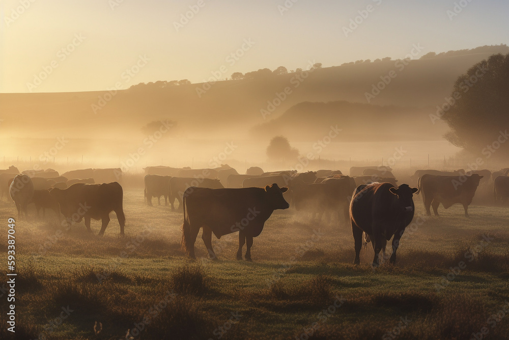 Cattle in the field - agribusiness - AI Technology Cattle in the field - agribusiness - AI Technology