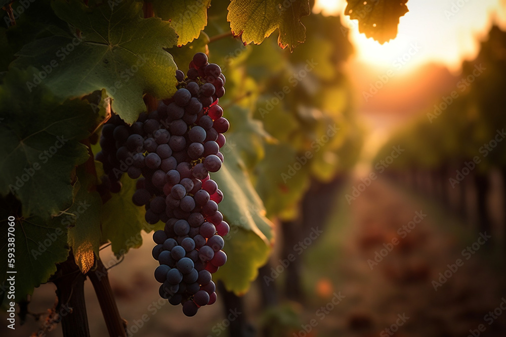 Red grapes in vineyard - AI Technology