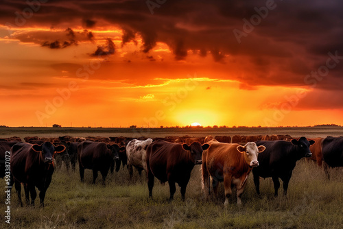 Cattle in the field - agribusiness - AI Technology © RafaelBegue