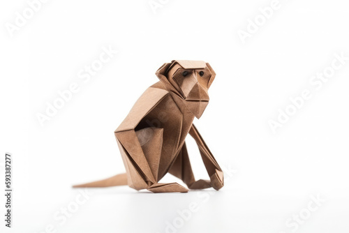 Origami monkey, papercraft animal, decoration element