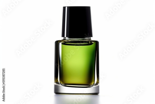 Green Liquid Bottle on a Tabl. Generative AI