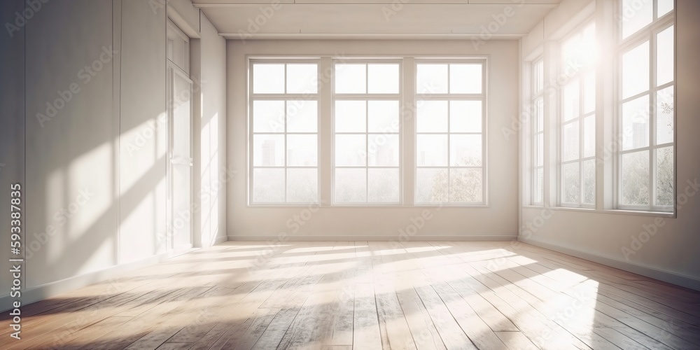 Fototapeta premium empty room with window, Created by AI generation, AI generative, Created with generative AI tools
