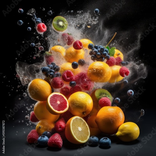 Fruits in the Air - Colorful Fruit Explosion