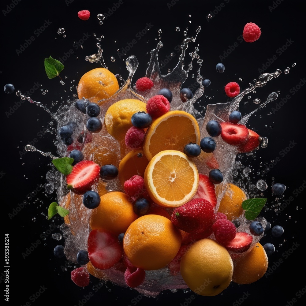 Fruits in the Air - Colorful Fruit Explosion Fruits in the Air - Colorful Fruit Explosion