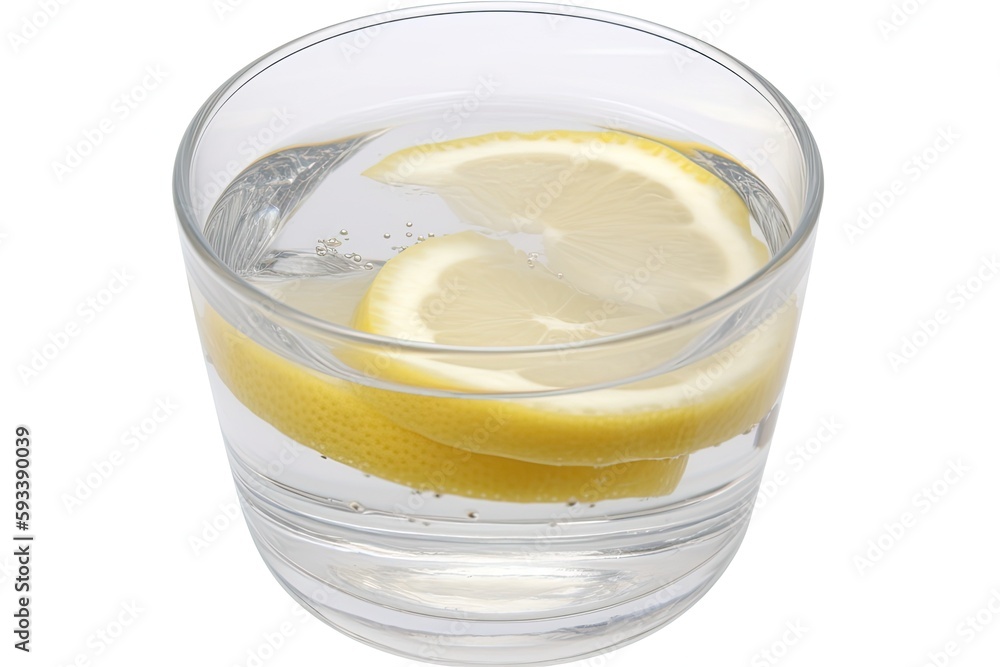 refreshing glass of water with slices of lemon in it. Generative AI refreshing glass of water with slices of lemon in it. Generative AI