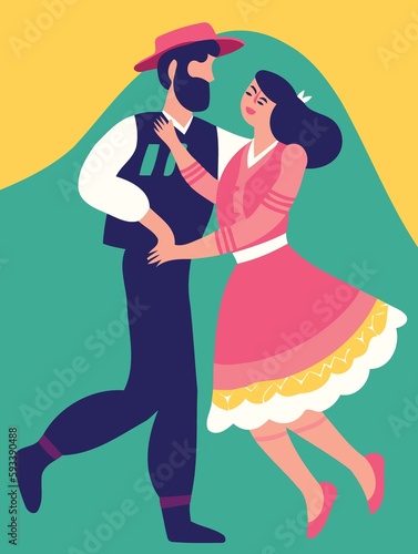 couple dancing at festa junina created with Generative AI technology