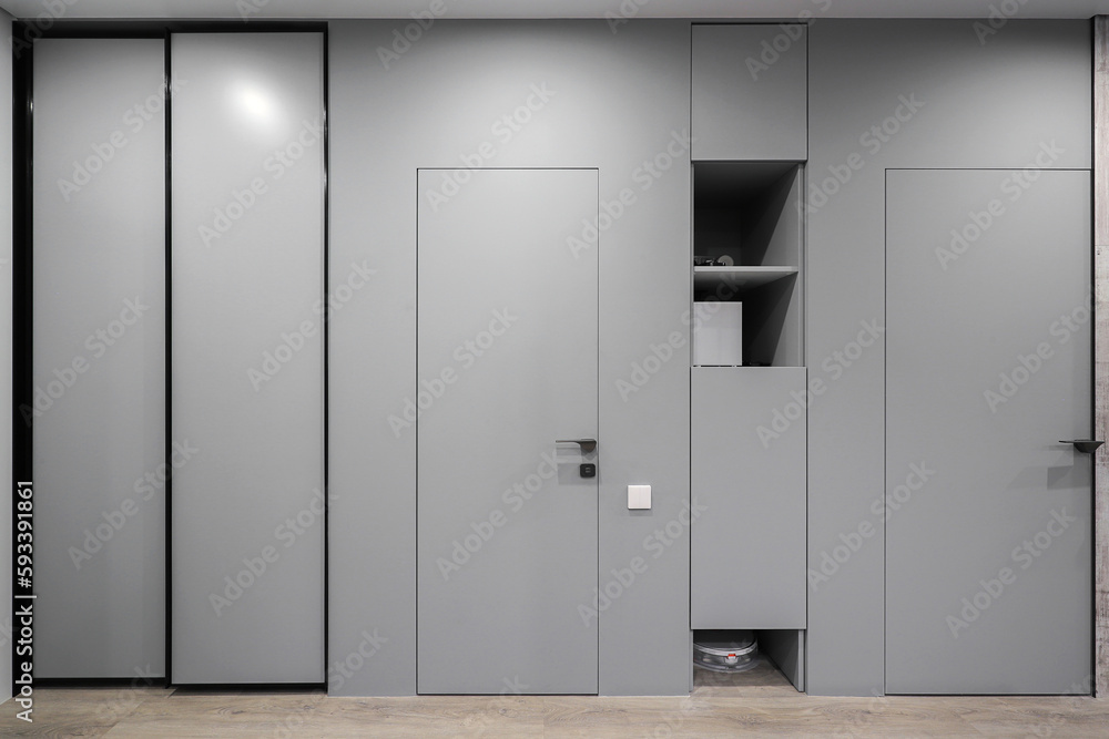 Fototapeta premium Sliding wardrobe and interior door in the apartment