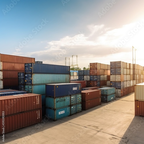 global business logistics import and export, as well as the concept of container cargo freight ship transportation. generative ai