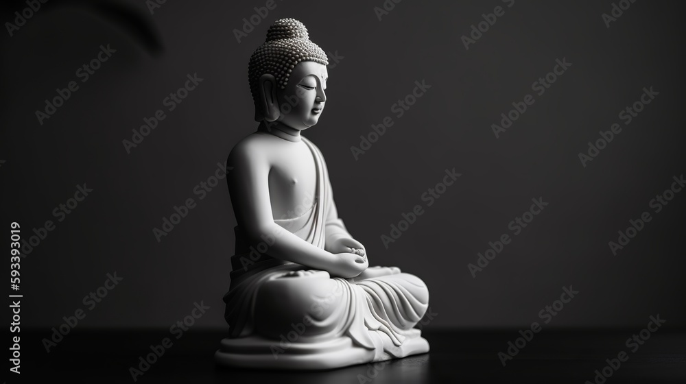Minimalist Monochrome Buddha Statue with Copy Space Minimalist Monochrome Buddha Statue with Copy Space