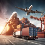 Global business logistics import export background and container cargo freight ship transport concept . generative ai