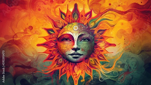 Colorful sun design (generative ai)