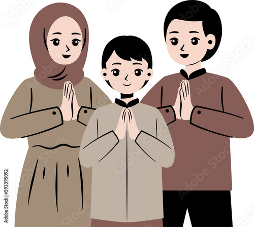 muslim family eid greeting namaste photo