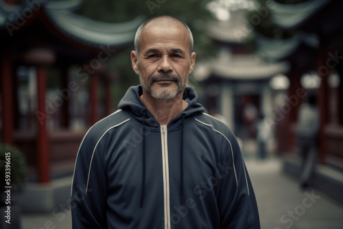 Portrait of a senior man in a chinese temple in Beijing