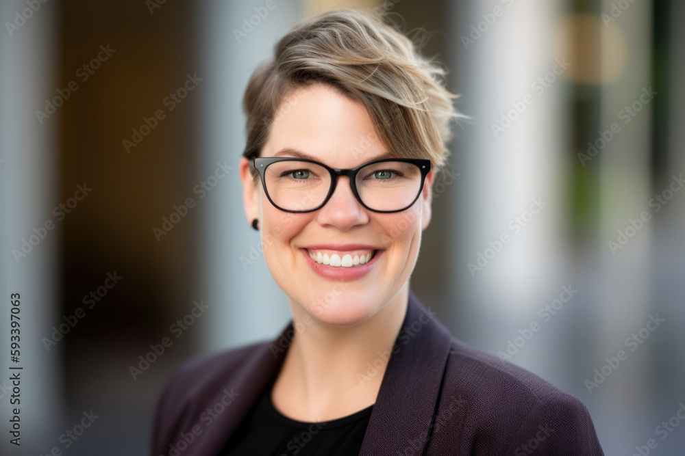 Headshot of a smiling actuary with a friendly and approachable demeanor, exuding intelligence and expertise in her field, generative ai Headshot of a smiling actuary with a friendly and approachable demeanor, exuding intelligence and expertise in her field, generative ai