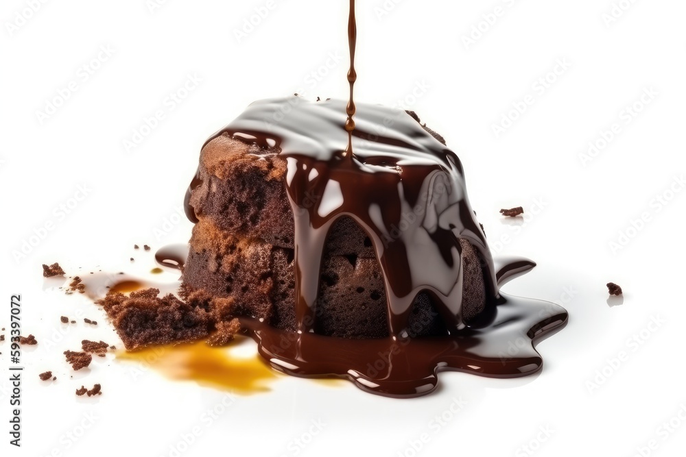 Premium AI Image | Chocolate cake with strawberry fruit on it looks tempting  plus melted chocolate