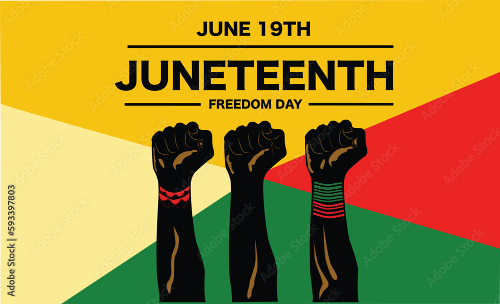 Obraz premium Juneteenth Independence Day. Freedom or Emancipation day. Annual american holiday, celebrated in June 19. African-American history and heritage. Poster, greeting card, banner and background.