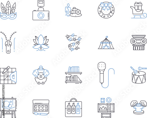 Creative business outline icons collection. Innovative, Profitable, Dynamic, Entrepreneurial, Promotional, Resourceful, Unique vector and illustration concept set. Progressive, Branding, Disruptive