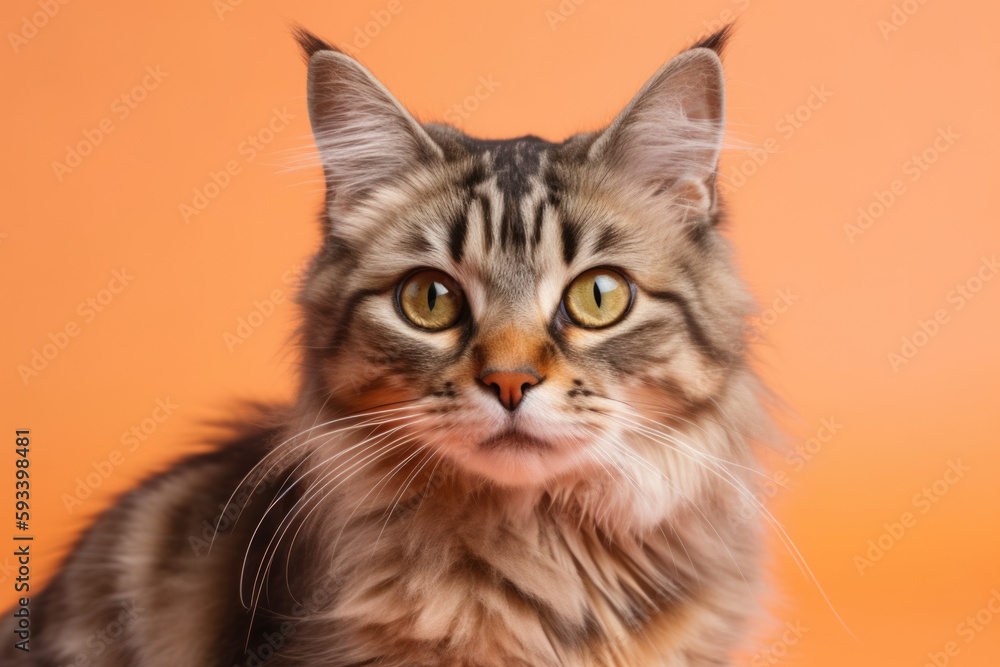 Playful and Friendly Manx. Charming cat with a mischievous personality and a bobtail. Copy space. Pet concept AI Generative