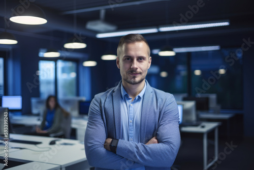 Free Download Portrait of an innovative and creative Operations Manager in a modern office space surrounded by technology and digital gadgets, generative ai - GFXLoad