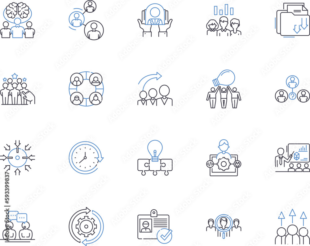 Ceo conference outline icons collection. CEO, Conference, Meeting, Planning, Leaders, Executives, Networking vector and illustration concept set. Shareholders, Agenda, Discussion linear signs