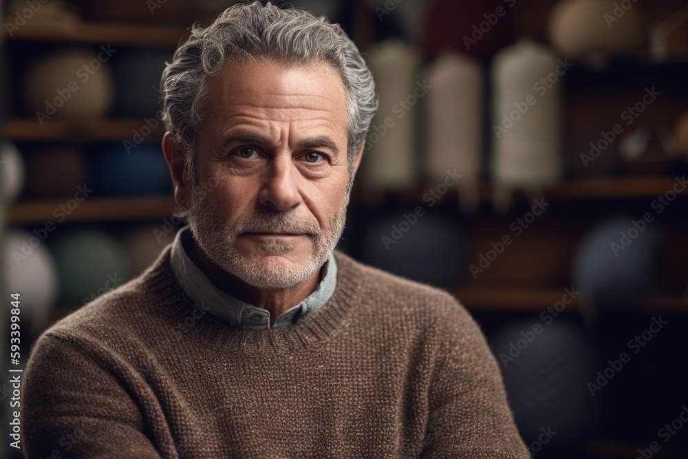 Portrait of a handsome senior man with grey hair in a brown sweater Portrait of a handsome senior man with grey hair in a brown sweater