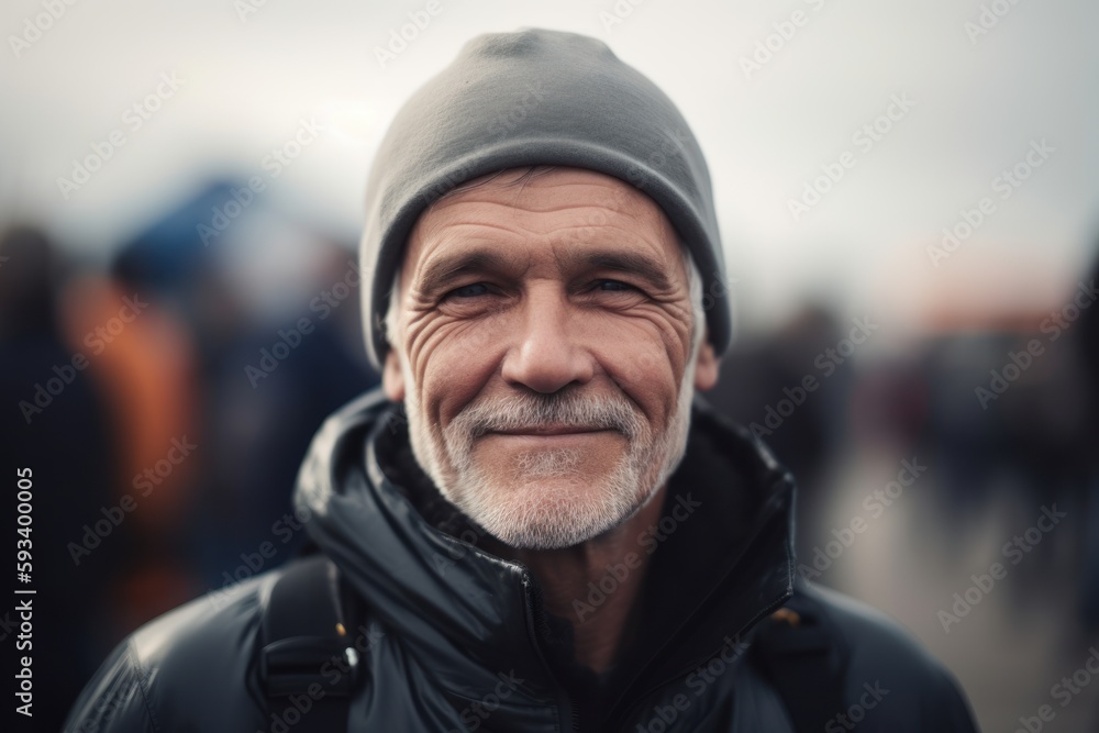 Portrait of a handsome senior man with grey beard and hat. Portrait of a handsome senior man with grey beard and hat.