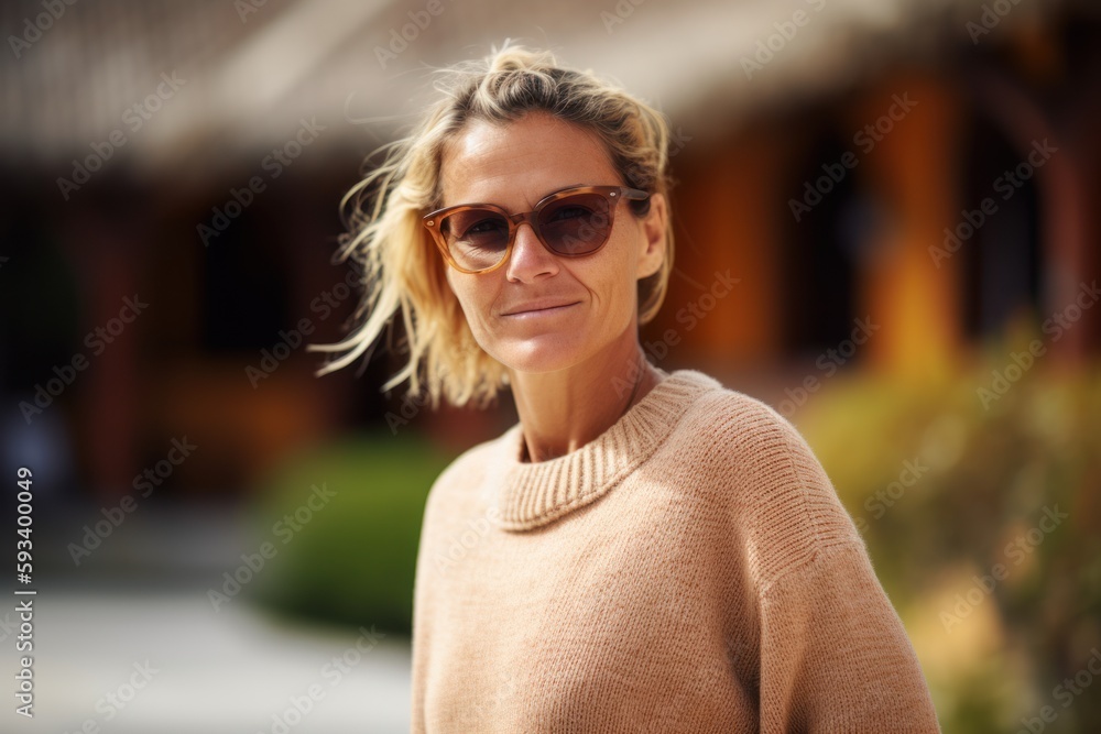 Portrait of a beautiful woman in sunglasses on a background of an old building Portrait of a beautiful woman in sunglasses on a background of an old building