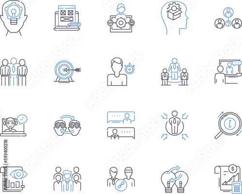 Business association outline icons collection. Association, Business, Network, Group, Forum, Alliance, Guild vector and illustration concept set. Syndicate, Union, Syndicate linear signs