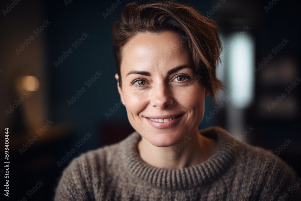 Portrait of a smiling woman looking at the camera in a cafe Portrait of a smiling woman looking at the camera in a cafe
