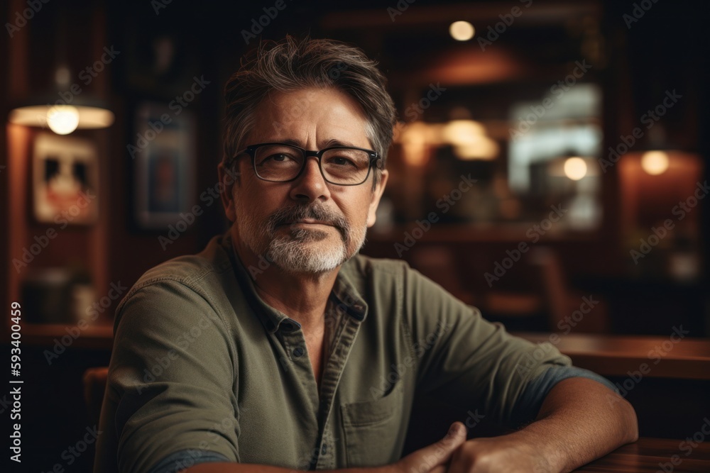 Portrait of a senior man sitting at a table in a cafe Portrait of a senior man sitting at a table in a cafe