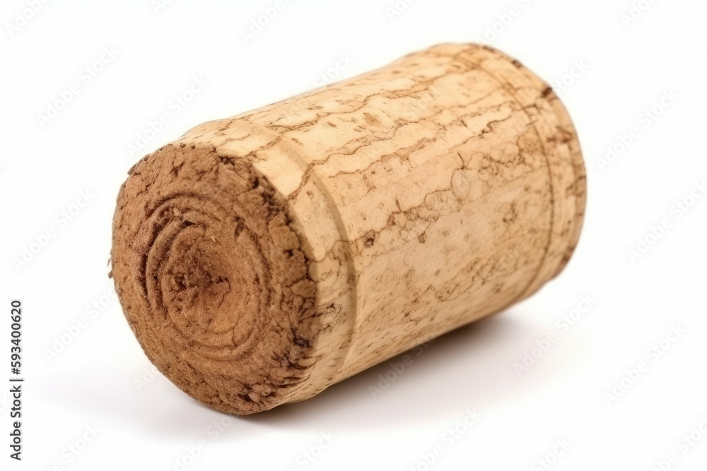 roll of wine corks on a plain white background. Generative AI