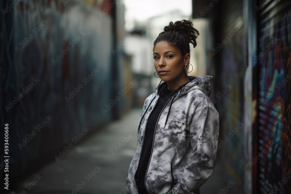 Portrait of a beautiful african american woman in a urban context