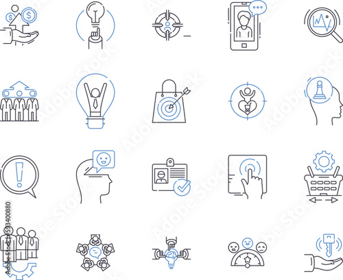 Business linkages outline icons collection. Linkages, Business, Partnerships, Connections, Ties, Networking, Relationships vector and illustration concept set. Associations, Synergy, Alliances linear
