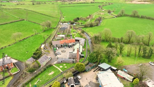 Aerial view of The Mill in Cloughmills Village Ballymena County Antrim Northern Ireland photo
