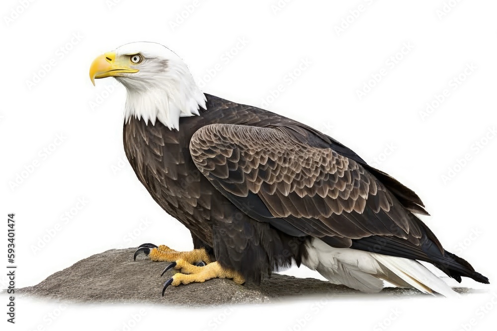 Obraz premium majestic bald eagle perched on a rocky outcrop. Generative AI