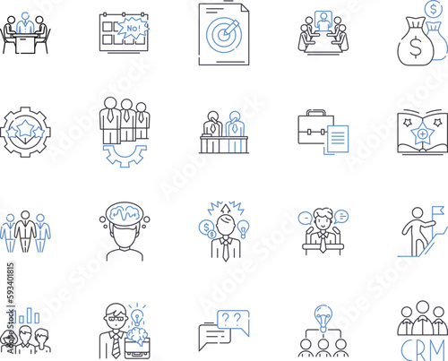 Personal branding outline icons collection. Self-promotion, Identity, Recognition, Reputation, Image, Visibility, Credibility vector and illustration concept set. Influence, Achievement, Networking