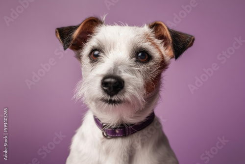 Energetic Terrier. Spunky Jack Russell Terrier dog on pastel background with space for text. Copy space. Pet concept AI Generative