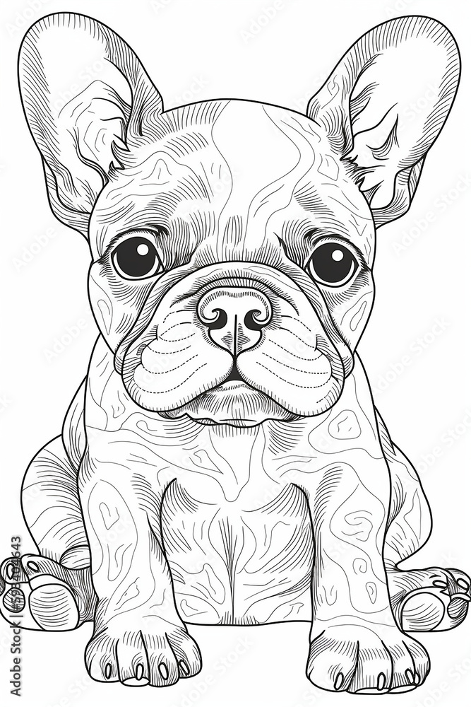 cute french bulldog puppy coloring pages, a printable drawing, in the ...