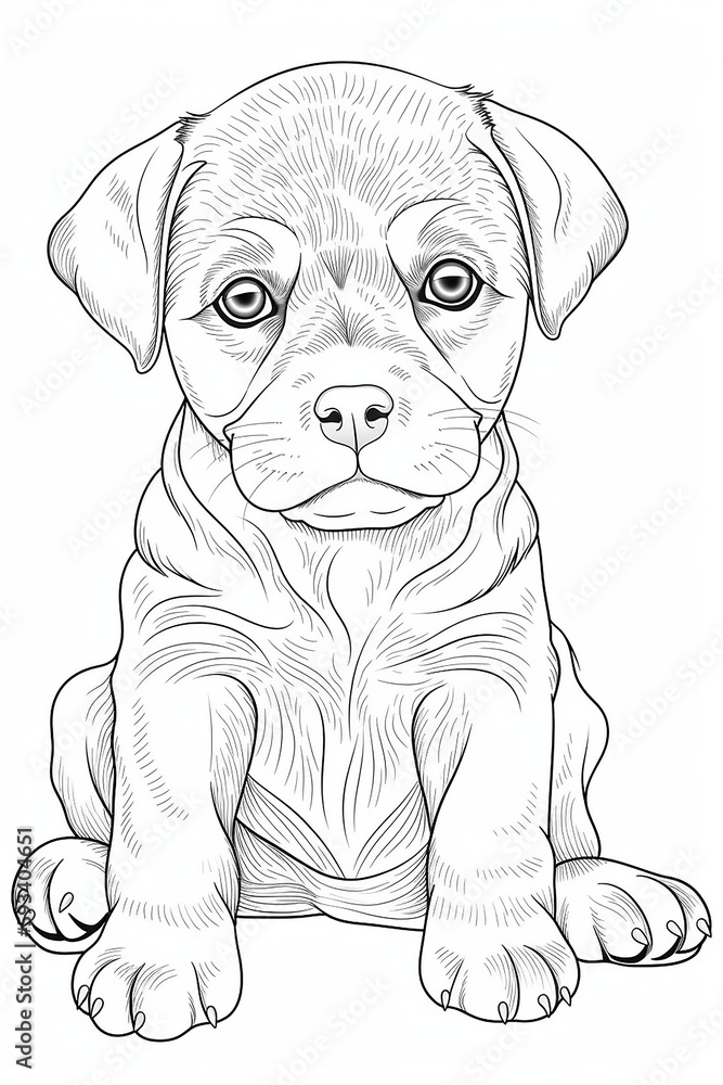 cute rottweiler puppy coloring pages, a printable drawing, in the style