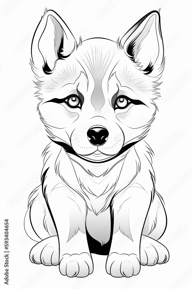 cute siberian husky puppy coloring pages, a printable drawing, in the ...