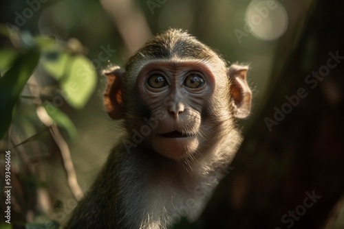portrait of monkey on the forest