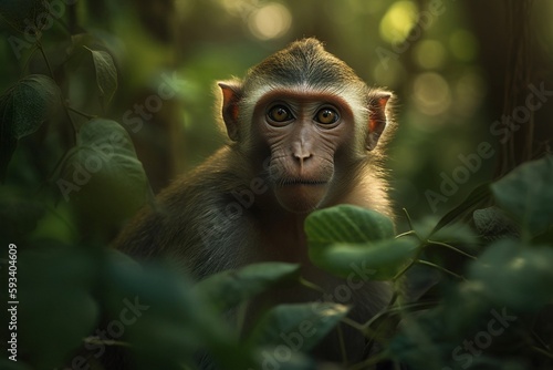 portrait of monkey on the forest
