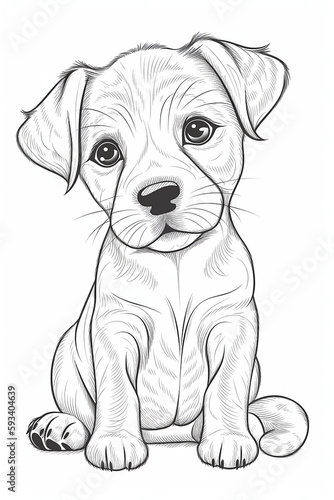 cute german shepherd dog puppy coloring pages, a printable drawing, in the style of realistic animal portraits, simplified dog figures, monochrome canvases, ai vector illustration