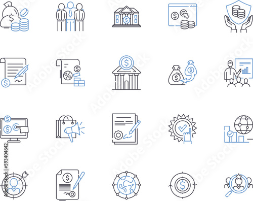 Commerce management outline icons collection. Commerce, Management, E-commerce, Business, Retail, Marketing, Analytics vector and illustration concept set. Supply,Logistics,Inventory linear signs